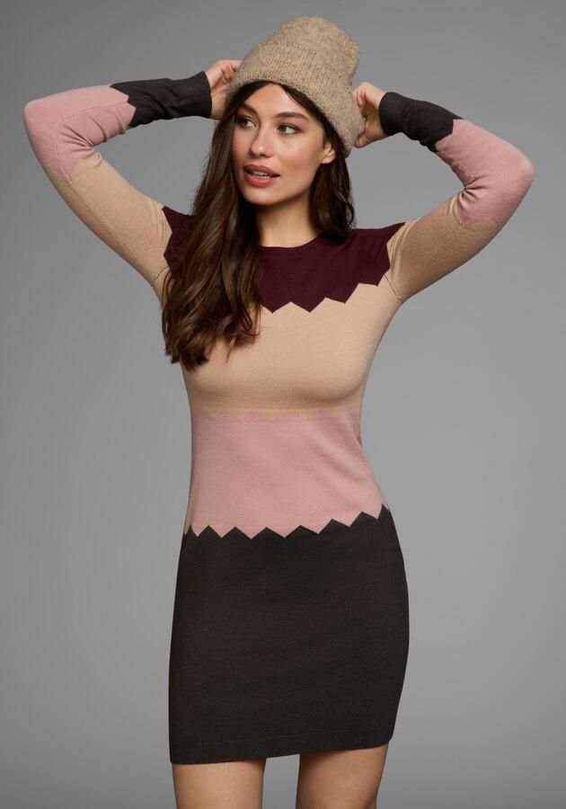 Laura Scott Gebreide jurk figuuraccentuerend met bijzonder streepmotief - Foto 9