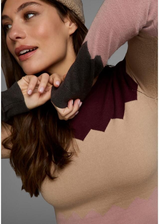 Laura Scott Gebreide jurk figuuraccentuerend met bijzonder streepmotief - Foto 3