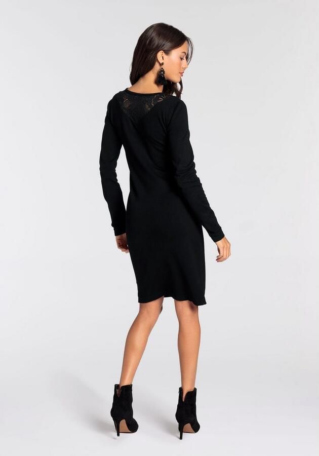 Laura Scott Gebreide jurk figuuraccentuerende snit met kantdetails - Foto 5