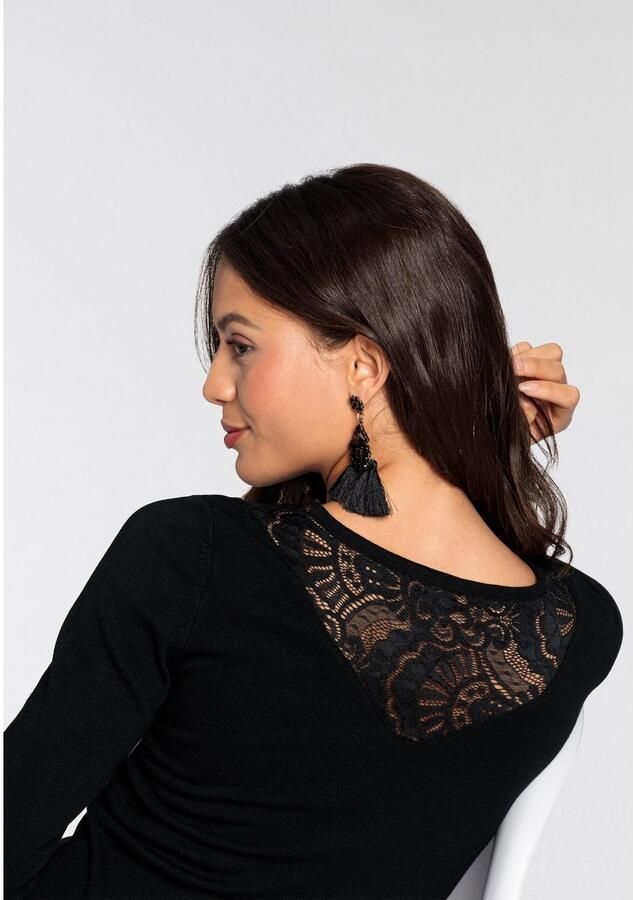 Laura Scott Gebreide jurk figuuraccentuerende snit met kantdetails - Foto 3