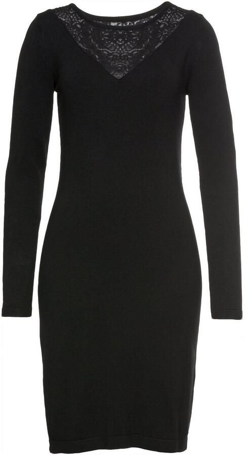 Laura Scott Gebreide jurk figuuraccentuerende snit met kantdetails - Foto 7