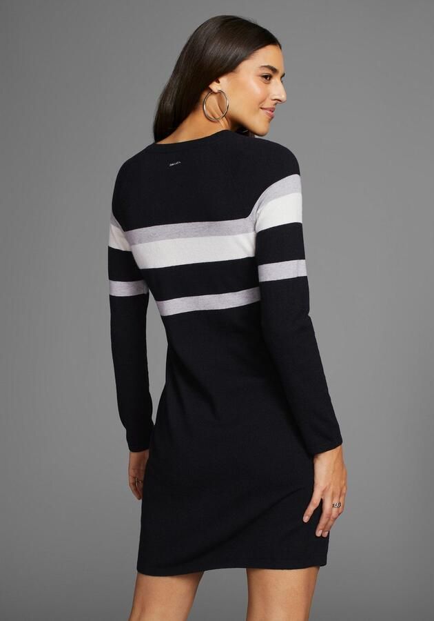 Laura Scott Gebreide jurk in figuurnauwkeurige vorm met sierstrepen