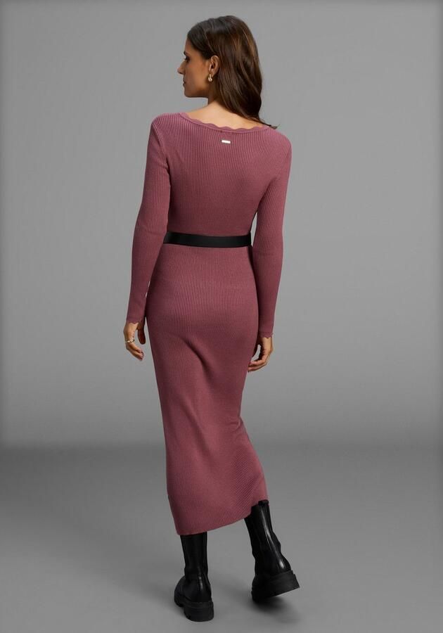 Laura Scott Gebreide jurk in midi-lengte met vrouwelijke golfkanten nieuwe collectie - Foto 2