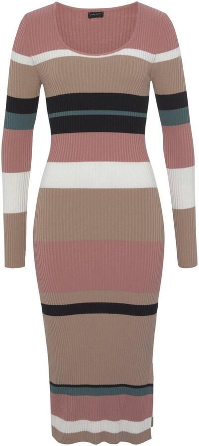 Laura Scott Gebreide jurk in midiform met geweldig streepdesign - Foto 6