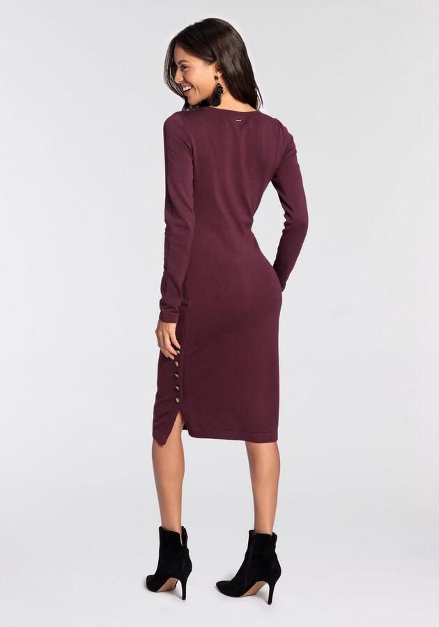 Laura Scott Gebreide jurk in midilengte met zijdelingse knopen - Foto 2