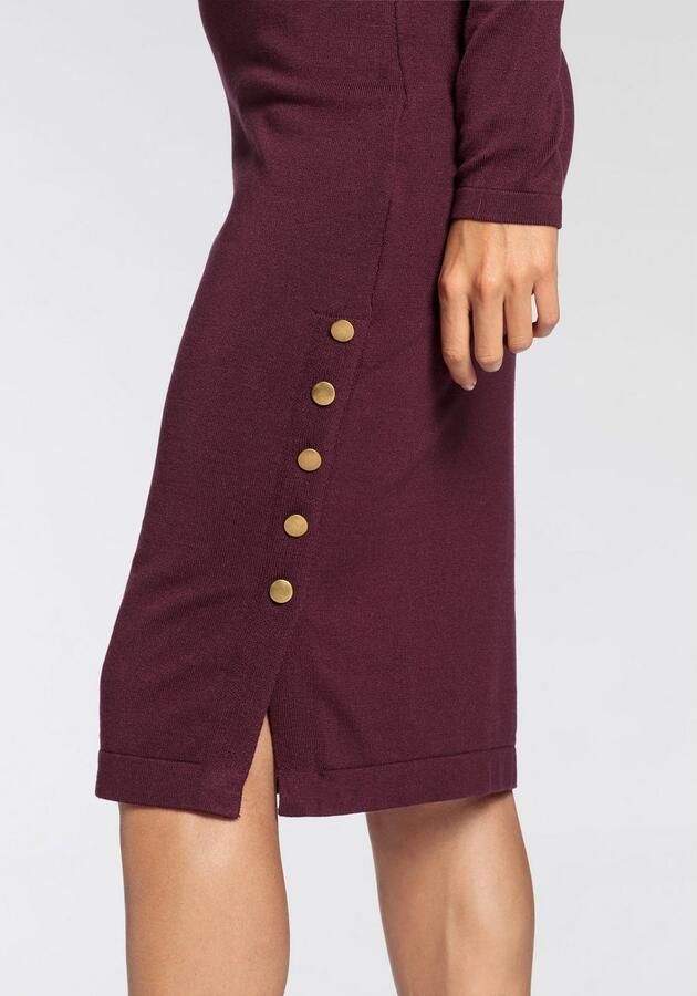 Laura Scott Gebreide jurk in midilengte met zijdelingse knopen - Foto 4