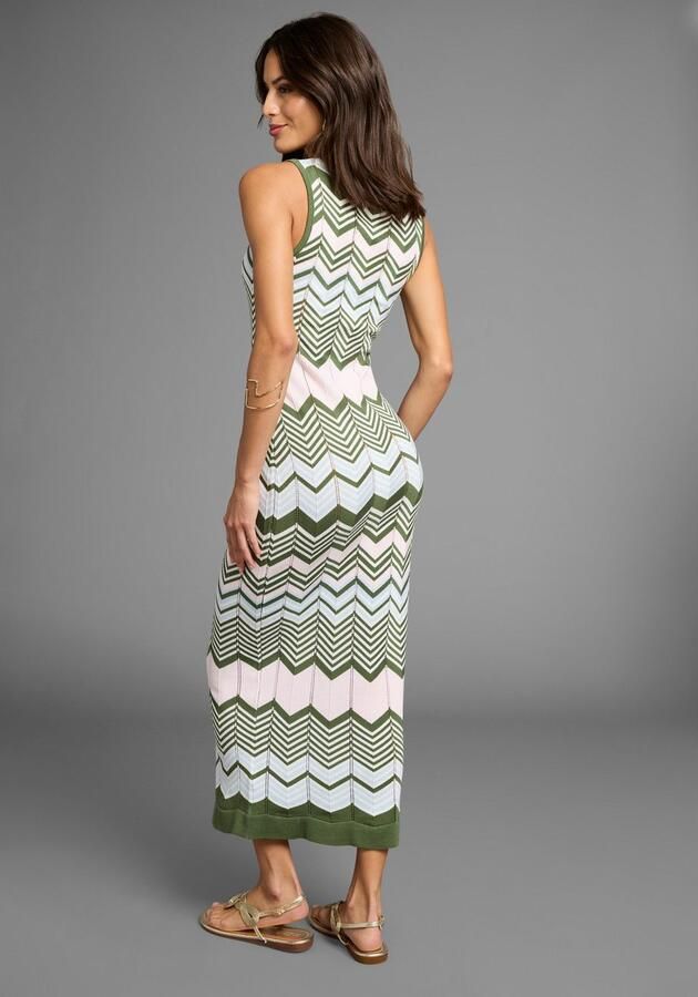 Laura Scott Gebreide jurk in modieus zigzagpatroon