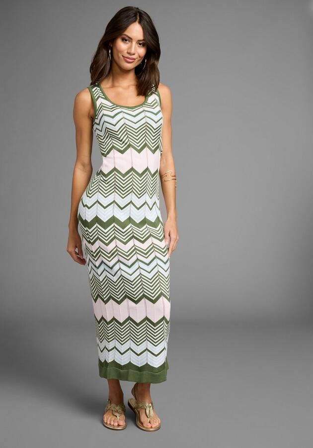 Laura Scott Gebreide jurk in modieus zigzagpatroon - Foto 4