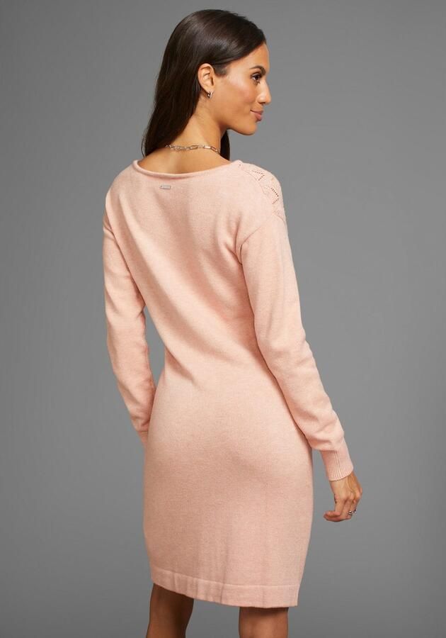 Laura Scott Gebreide jurk met ajourdetails en mooie ronde hals - Foto 2
