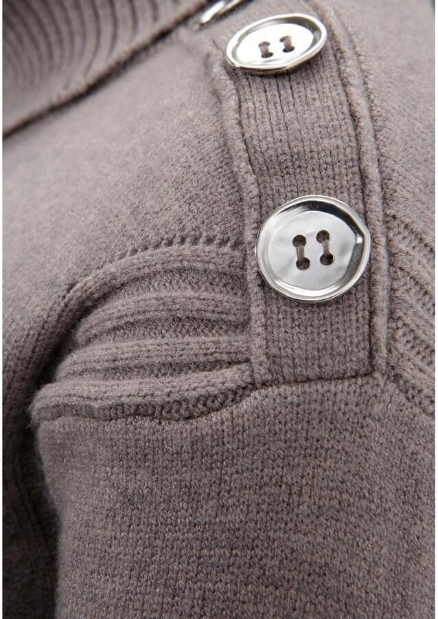 Laura Scott Gebreide jurk met col en sierknopen