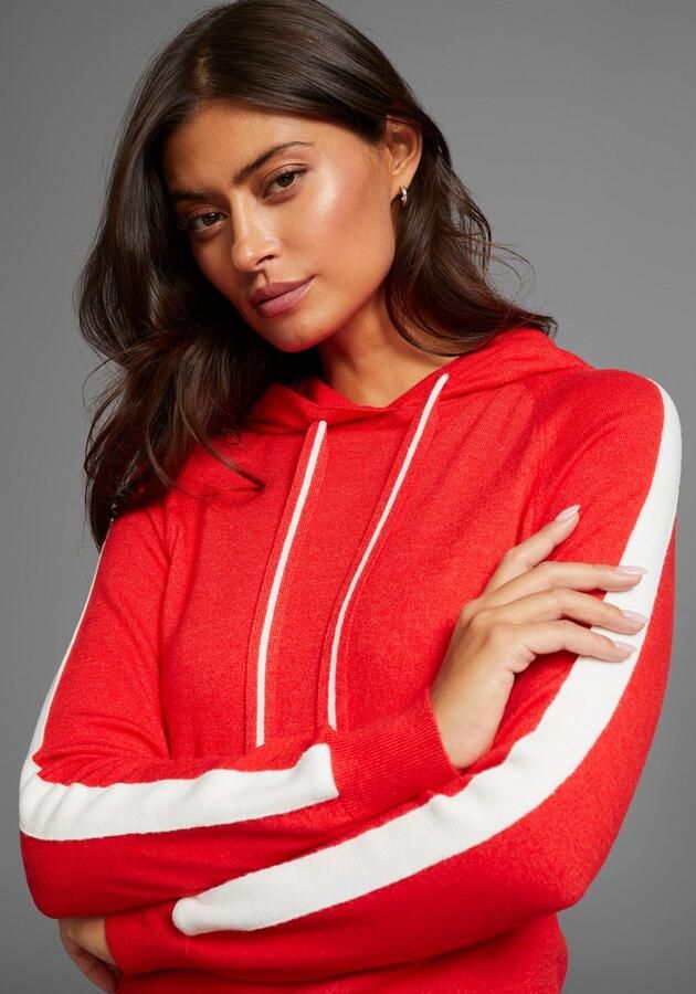 Laura Scott Gebreide jurk met contrastkleuraccenten en capuchon - Foto 2