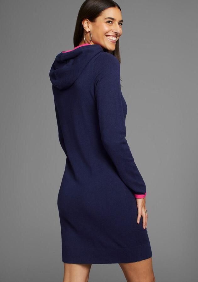 Laura Scott Gebreide jurk met contrastkleuraccenten en capuchon - Foto 3