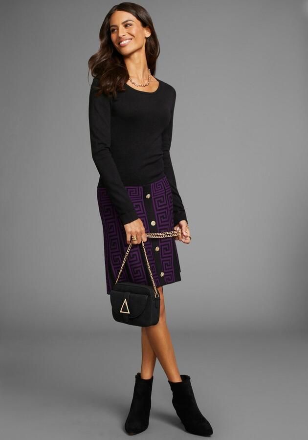 Laura Scott Gebreide jurk met edele sierknopen - Foto 4