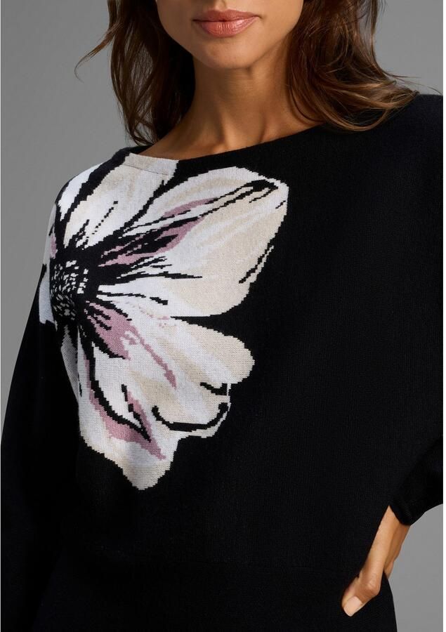 Laura Scott Gebreide jurk met geweldig bloembreipatroon nieuwe collectie