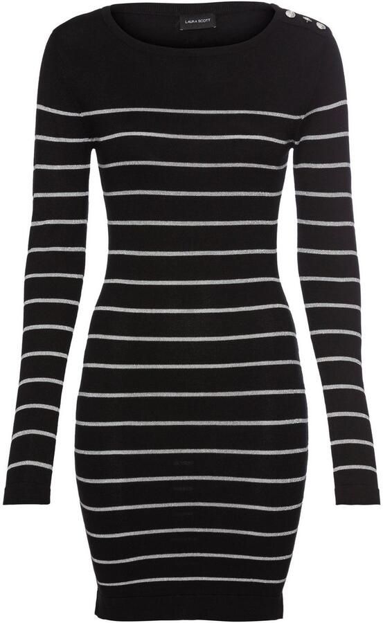 Laura Scott Gebreide jurk met glitters en schouderknopen - Foto 4