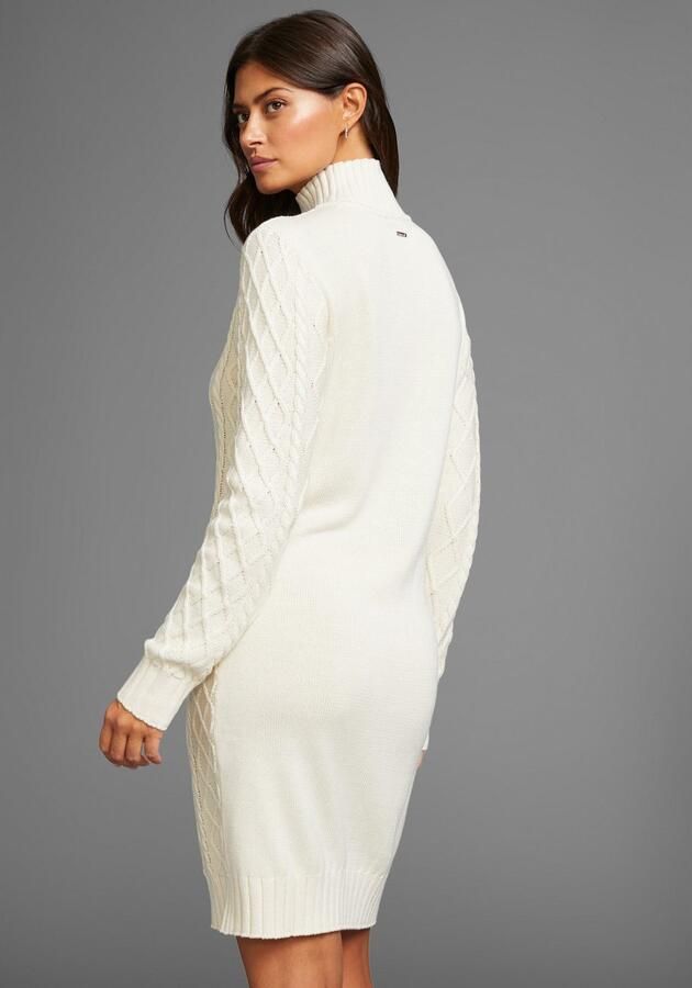 Laura Scott Gebreide jurk met kabelbreipatroon en opstaande kraag - Foto 2