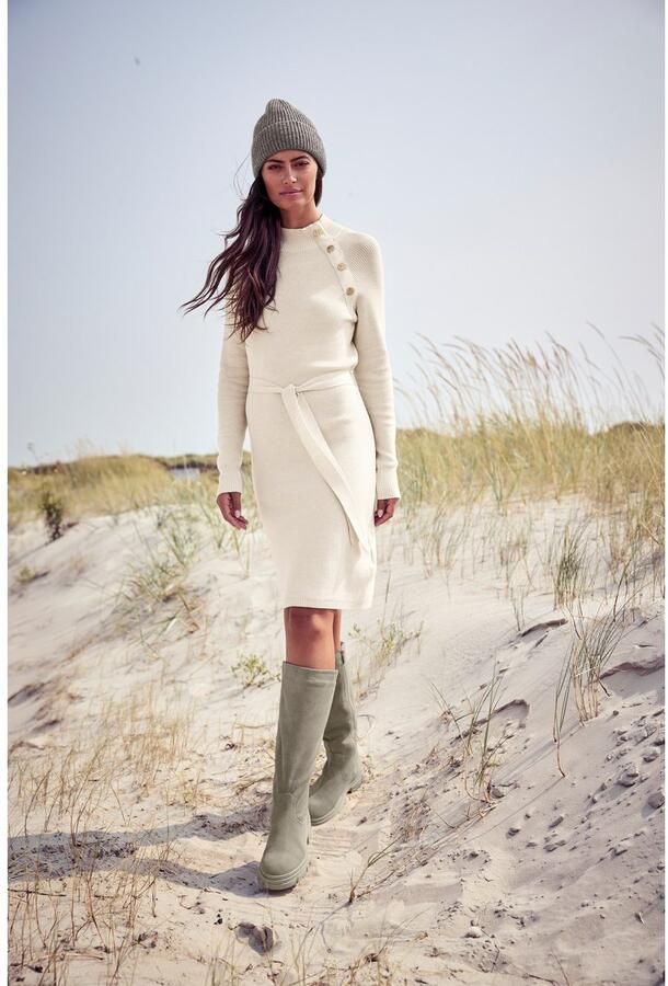 Laura Scott Gebreide jurk met knoopdetail en strikceintuur - Foto 5