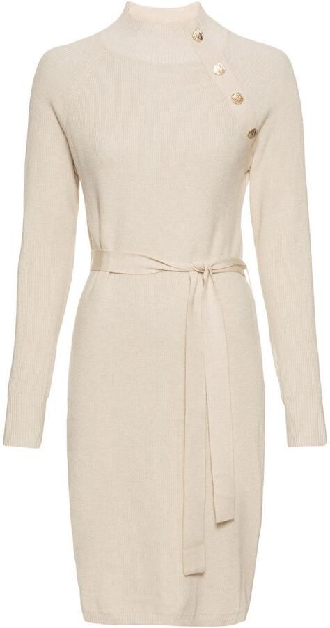 Laura Scott Gebreide jurk met knoopdetail en strikceintuur - Foto 7