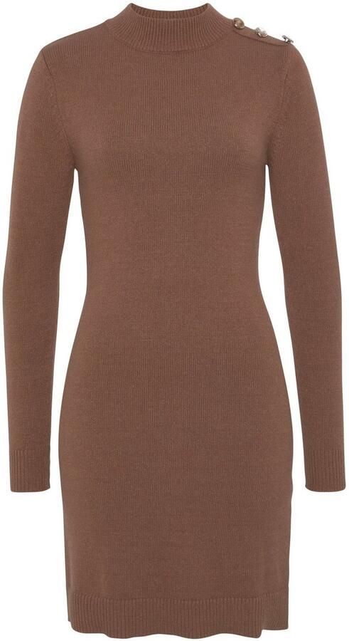 Laura Scott Gebreide jurk met opstaande kraag en decoratieve knopen - Foto 6