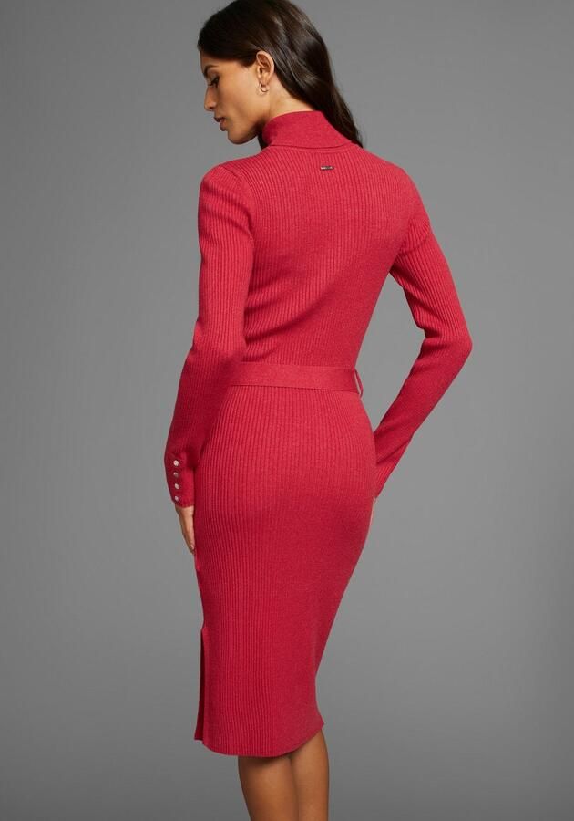 Laura Scott Gebreide jurk met rolkraag en strikceintuur - Foto 2