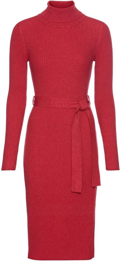 Laura Scott Gebreide jurk met rolkraag en strikceintuur - Foto 5