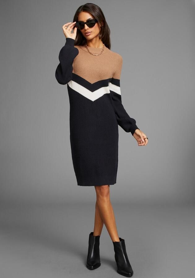 Laura Scott Gebreide jurk met strepenpatroon van zachte viscosekwaliteit - Foto 3