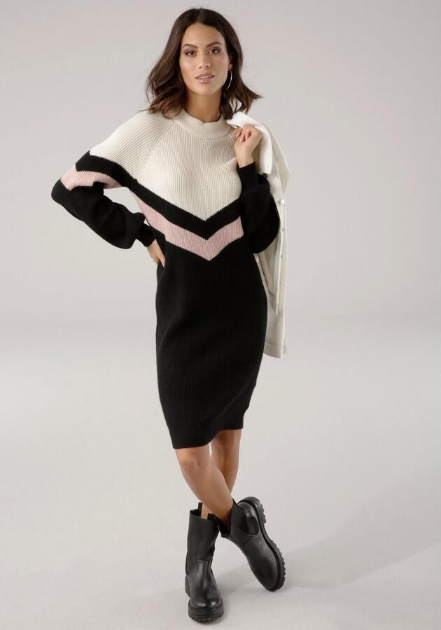 Laura Scott Gebreide jurk met strepenpatroon van zachte viscosekwaliteit - Foto 6