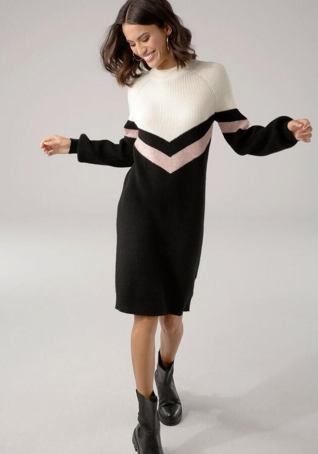 Laura Scott Gebreide jurk met strepenpatroon van zachte viscosekwaliteit - Foto 7