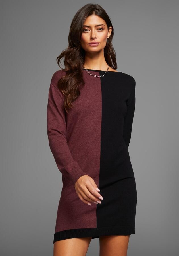 Laura Scott Gebreide jurk met tweekleurig colourblock design - Foto 7