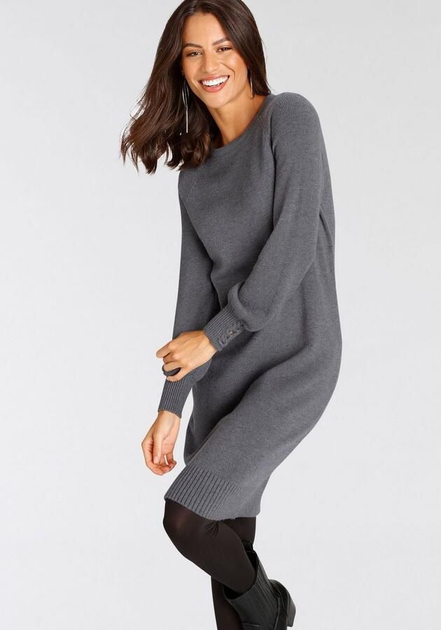 Laura Scott Gebreide jurk met veterdetail van viscosemix - Foto 4