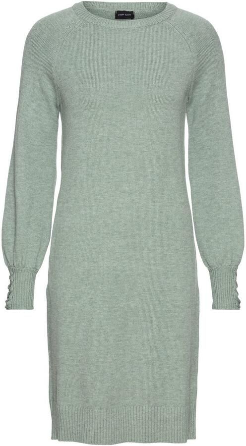 Laura Scott Gebreide jurk met veterdetail van viscosemix - Foto 5