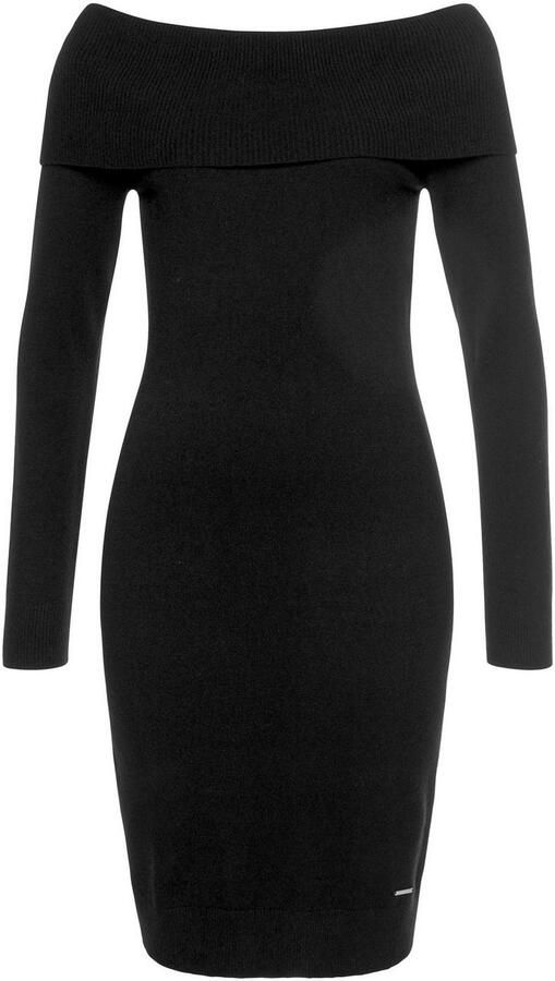 Laura Scott Gebreide jurk met vrouwelijke carmenhals - Foto 13