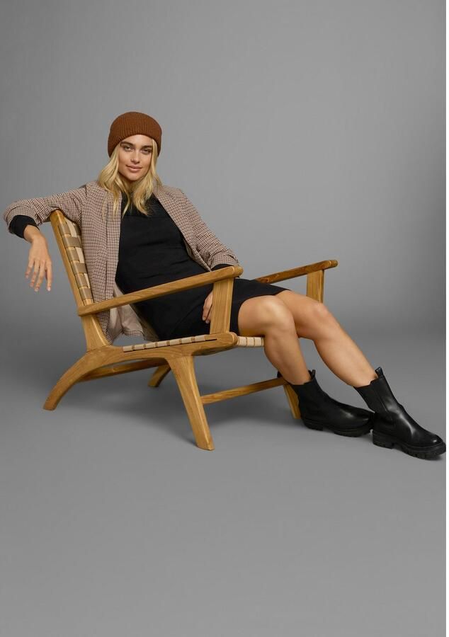 Laura Scott Gebreide jurk met vrouwelijke carmenhals - Foto 5