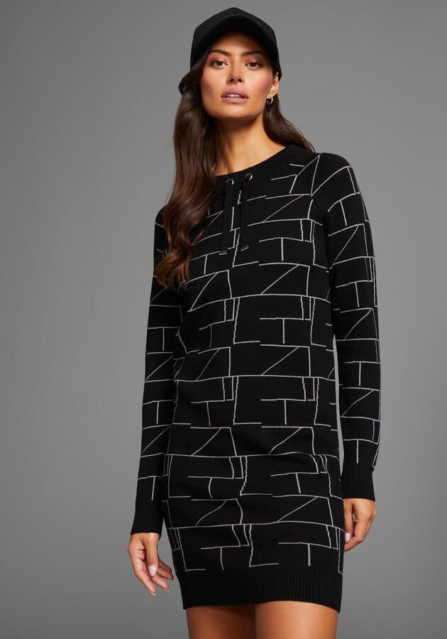 Laura Scott Gebreide jurk van knuffelige jacquard brei met grafisch motief - Foto 6