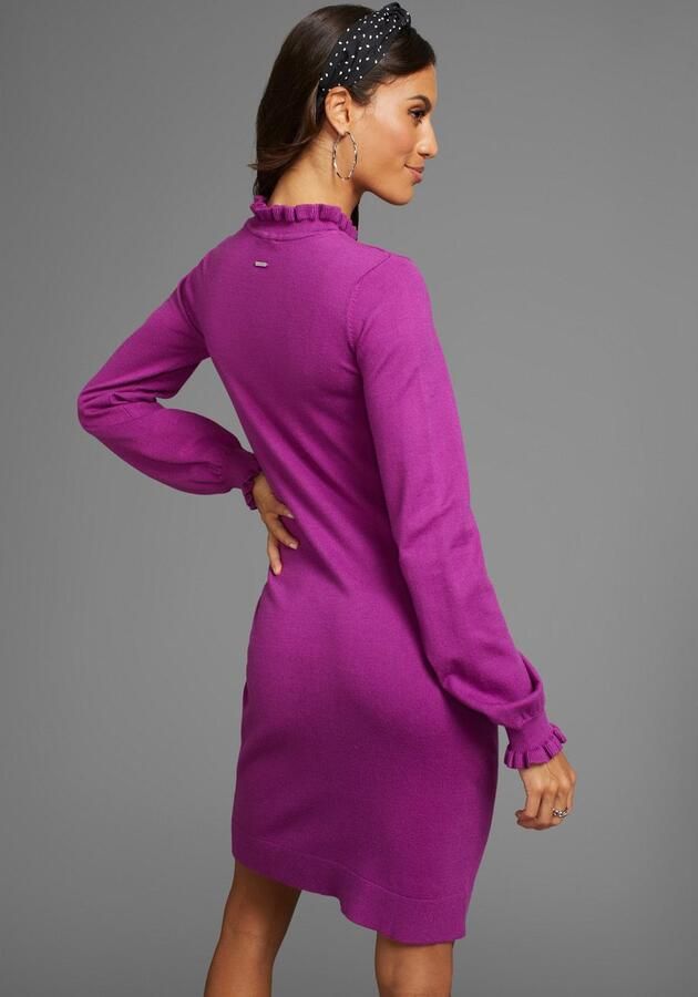 Laura Scott Gebreide jurk van viscosemix met vrouwelijk ruchedetail - Foto 2