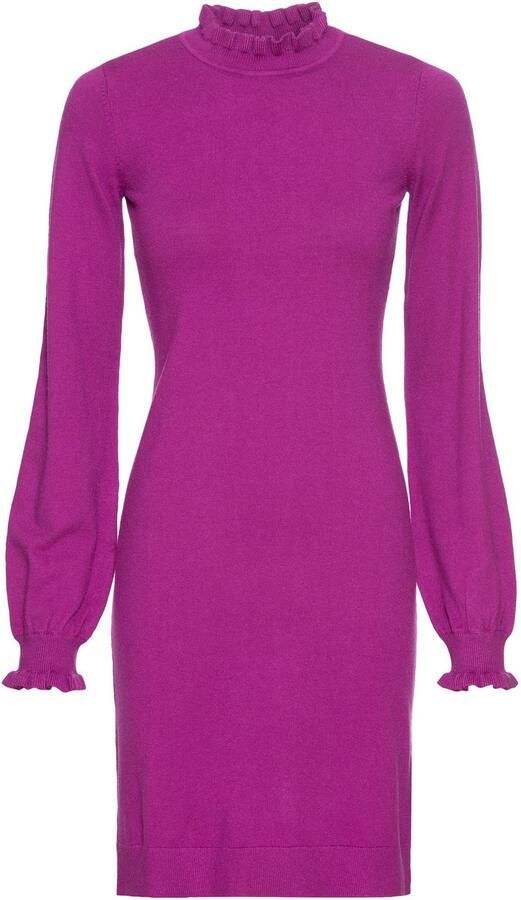 Laura Scott Gebreide jurk van viscosemix met vrouwelijk ruchedetail - Foto 5