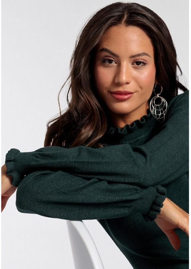 Laura Scott Gebreide jurk van viscosemix met vrouwelijk ruchedetail