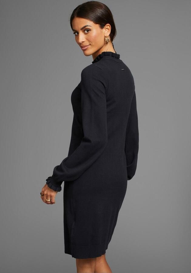 Laura Scott Gebreide jurk van viscosemix met vrouwelijk ruchedetail - Foto 2