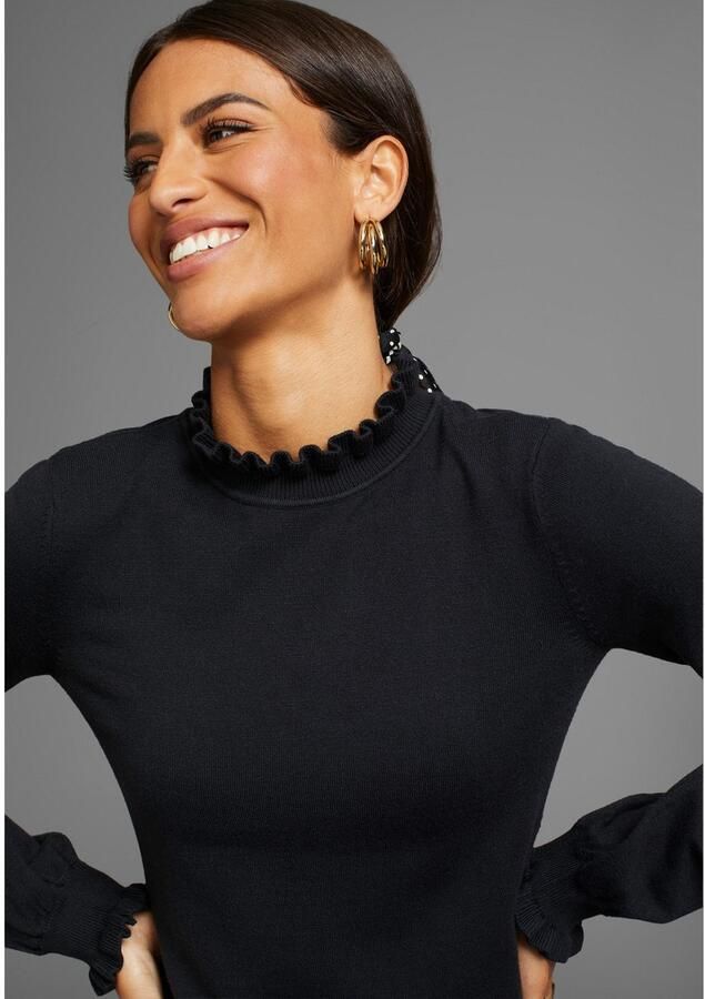 Laura Scott Gebreide jurk van viscosemix met vrouwelijk ruchedetail