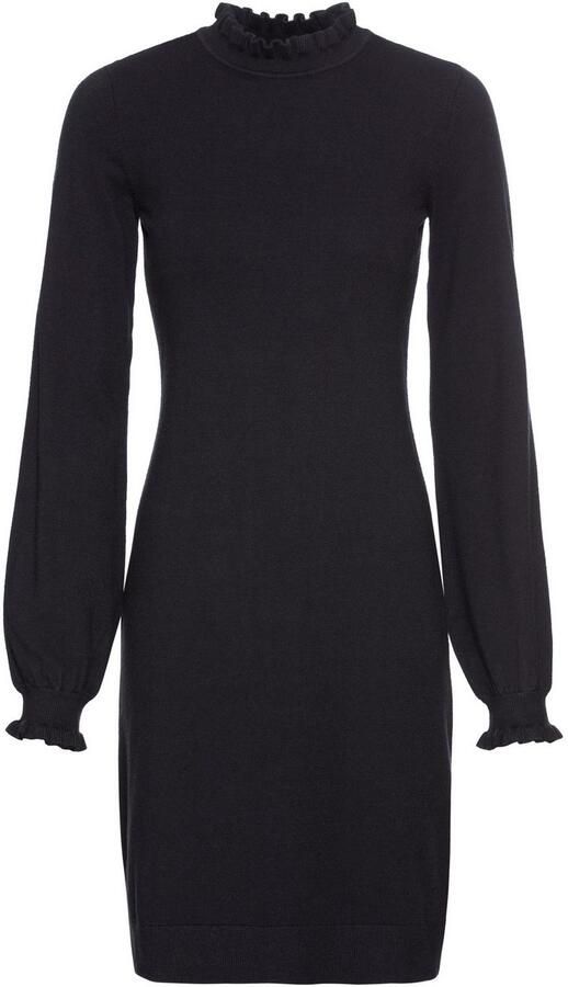 Laura Scott Gebreide jurk van viscosemix met vrouwelijk ruchedetail - Foto 5