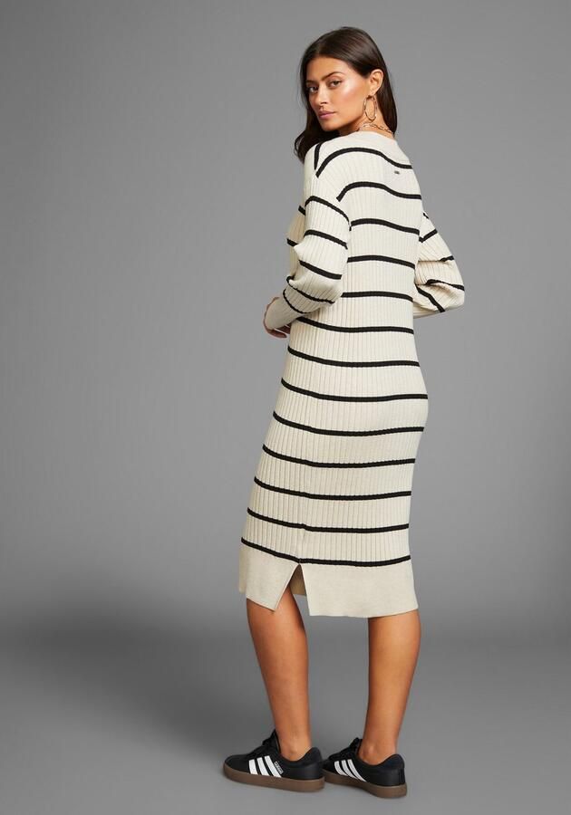 Laura Scott Gebreide jurk van zachte ribbrei midi lengte - Foto 2