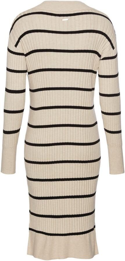 Laura Scott Gebreide jurk van zachte ribbrei midi lengte - Foto 5