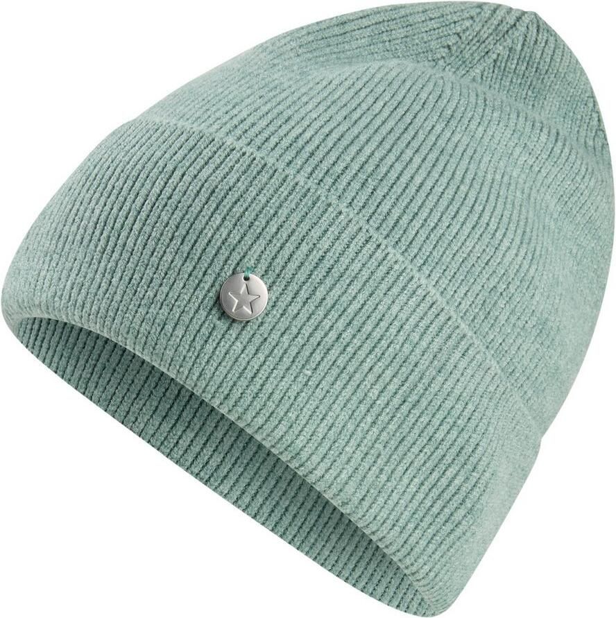 Laura Scott Gebreide muts in ribbreisel met modieuze omslag nieuw