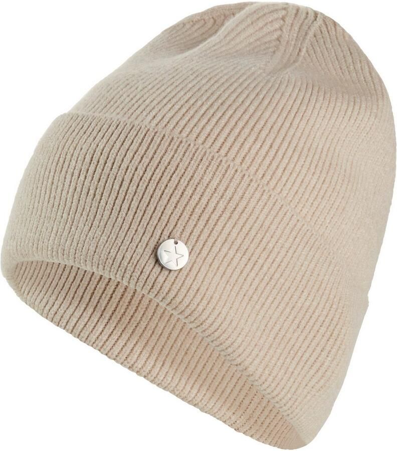 Laura Scott Gebreide muts in ribbreisel met modieuze omslag nieuw
