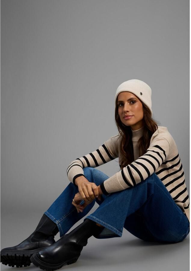 Laura Scott Gebreide muts in ribbreisel met modieuze omslag nieuw - Foto 3