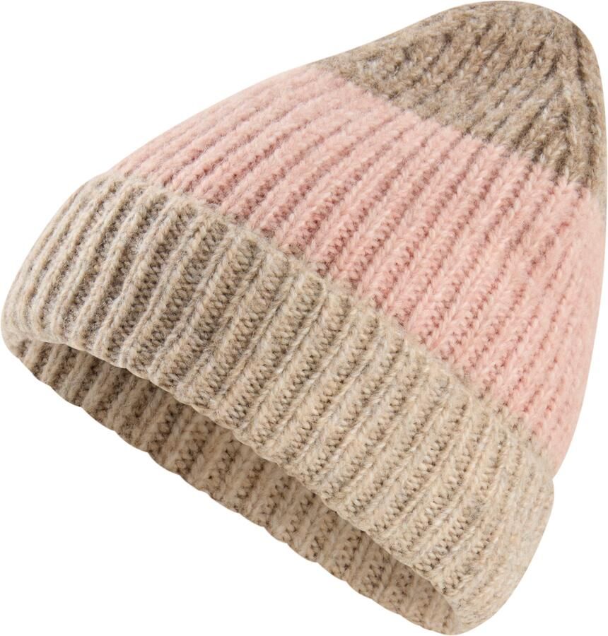 Laura Scott Gebreide muts met coole colorblocking nieuw