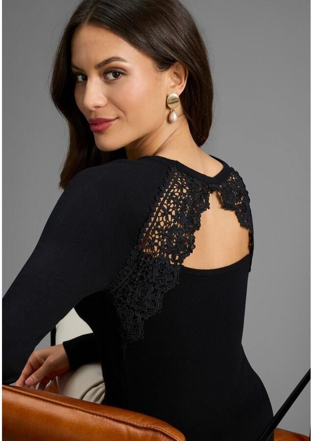 Laura Scott Gebreide trui Fijn gebreide trui met Cut Out en kantdetail NIEUWE COLLECTIE - Foto 2