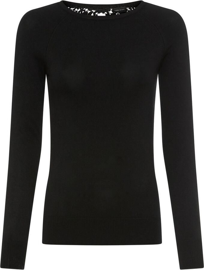 Laura Scott Gebreide trui Fijn gebreide trui met Cut Out en kantdetail NIEUWE COLLECTIE
