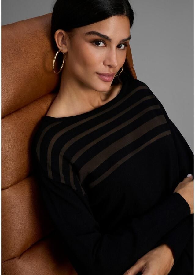 Laura Scott Gebreide trui Fijn gebreide trui met meshstrepen - Foto 2