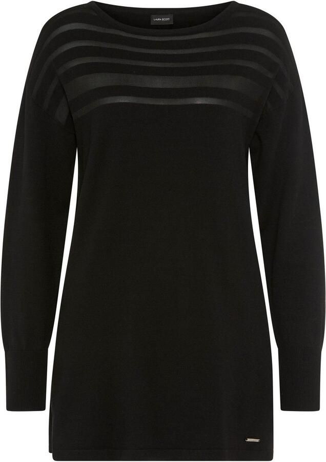 Laura Scott Gebreide trui Fijn gebreide trui met meshstrepen - Foto 3